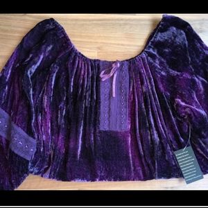Peasant blouse. Soft purple velvet. 2X